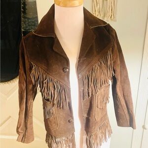 Vintage 1970’s Brown Suede Fringe Kids Leather Jacket